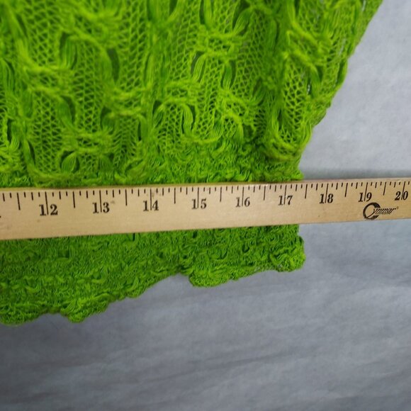 Trina Turk Cover-up Womens Med Top Lime Green Crochet Colorful Stretch Open Side - Picture 13 of 13